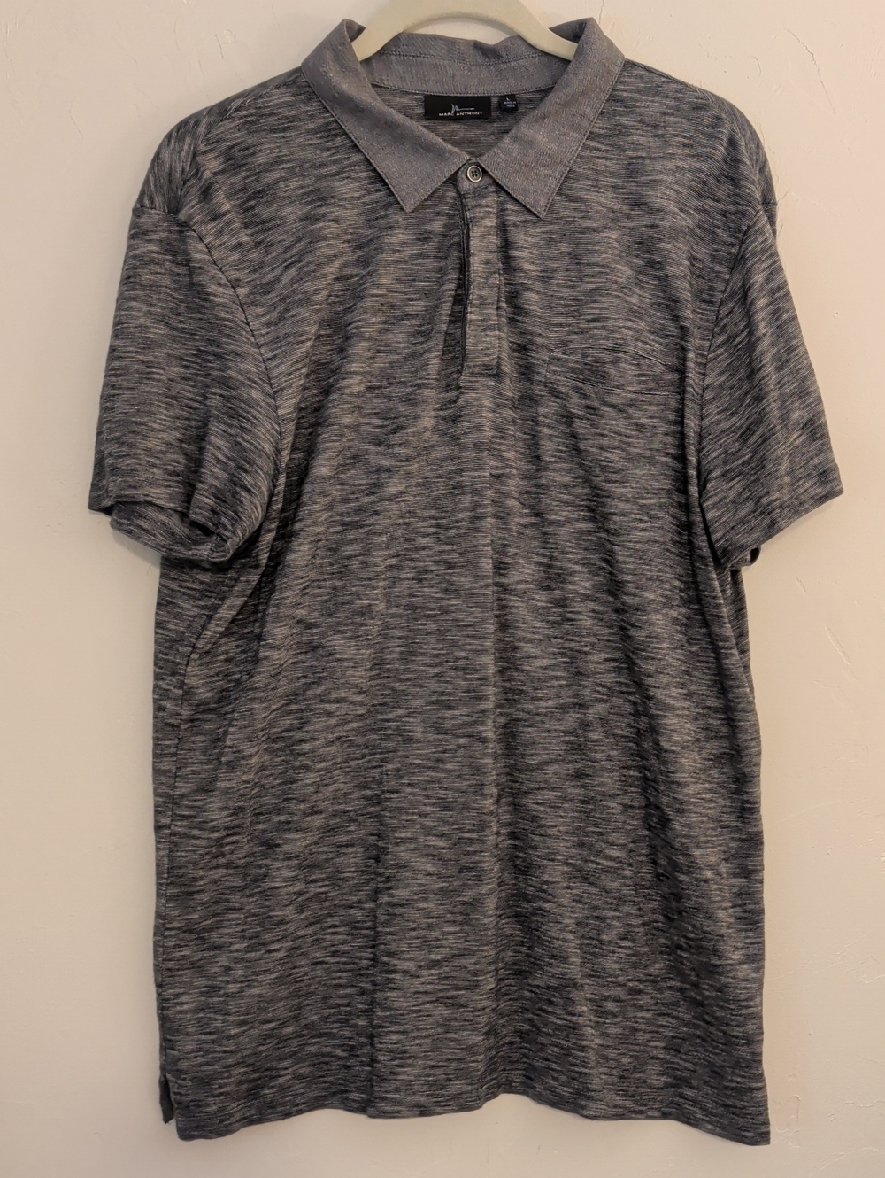 Marc Anthony Men's Large Charcoal Gray Heathered Cotton Polo Shirt